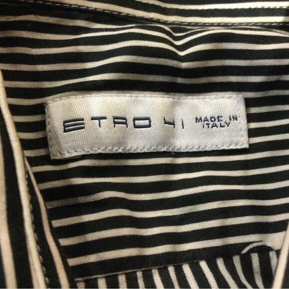 ETRO Men's Black Striped Slim Fit Shirt - Picture 7 of 9